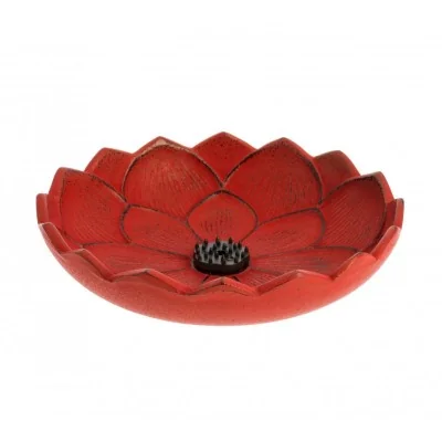 Incensário Japonês Flor de Lotus em ferro fundido - Vermelho