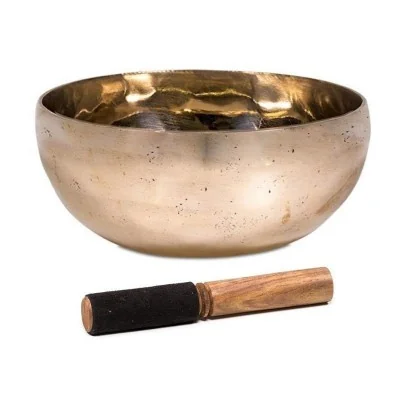 Taça Tibetana Shanti com batente em madeira - 21 cm