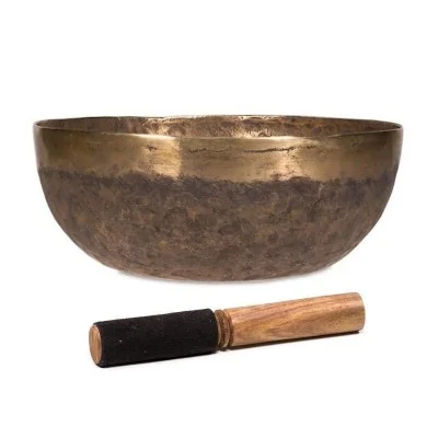 Taça Tibetana Chaken com batente em madeira - 23 cm