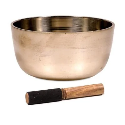 Taça Tibetana Zen Koan com batente em madeira - 15 cm