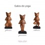 Estátua Yoga Cat em madeira esculpida a mão - Pranamasana