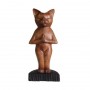 Estátua Yoga Cat em madeira esculpida a mão - Pranamasana