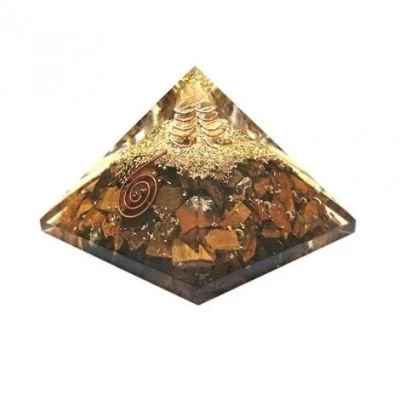 Pirâmide de Orgonite com Olho de Tigre - Grande