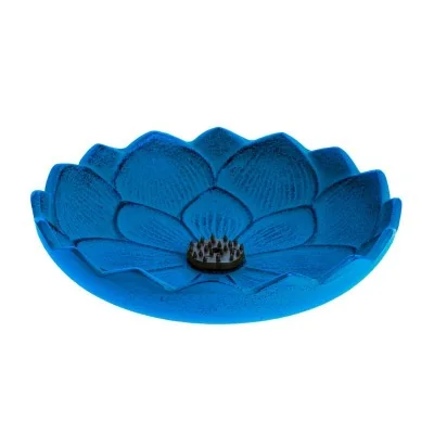 Incensário Japonês Flor de Lotus em ferro fundido - Azul