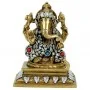 Estátua de Ganesha com detalhes em cores - 14 cm