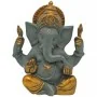Estátua de Ganesha cinzenta com detalhes em dourado - 14 cm