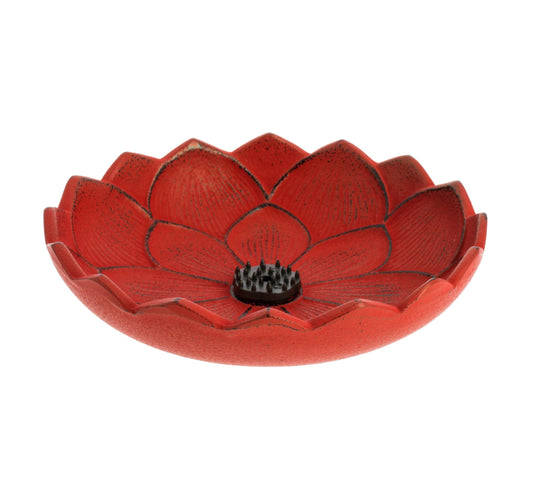 Incensário Japonês Flor de Lotus em ferro fundido - Vermelho