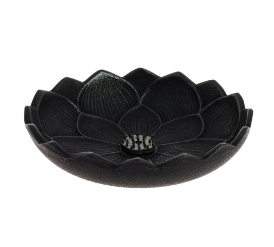 Incensário Japonês Flor de Lotus em ferro fundido - Preto