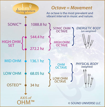 Conjunto de Diapasões OHM agudo (High OHM Octave Tuning Forks)