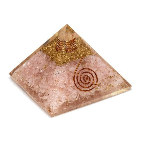 Pirâmide de Orgonite com Quartzo Rosa - Grande