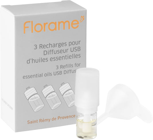 Recargas para difusor USB Florame - Embalagem com 3 recargas