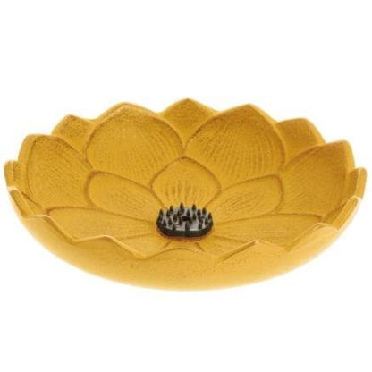 Incensário Japonês Flor de Lotus em ferro fundido - Amarelo