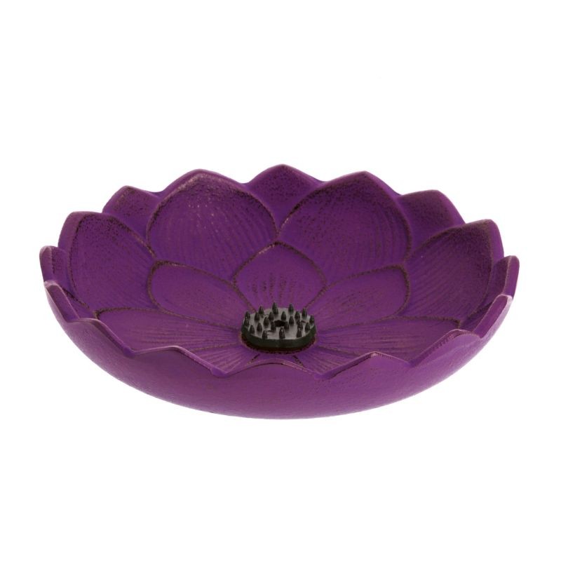 Incensário Japonês Flor de Lotus em ferro fundido - Roxo