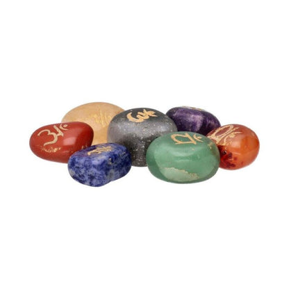 Conjunto pequeno de pedras semi-preciosas gravadas - 7 chakras