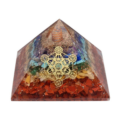 Pirâmide de Orgonite dos 7 Chakras com o Cubo de Metraton