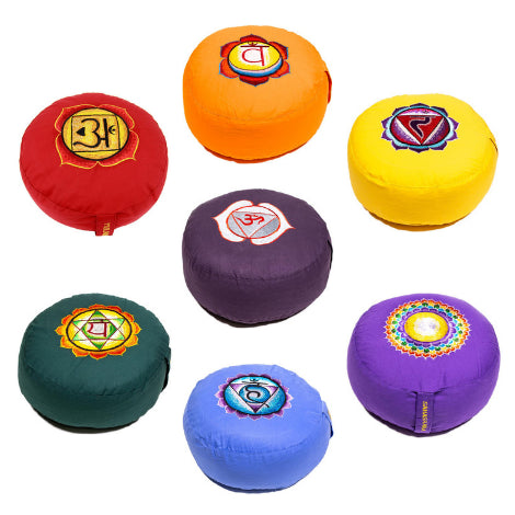 Conjunto de almofadas de meditação com bordado colorido- 7 chakras