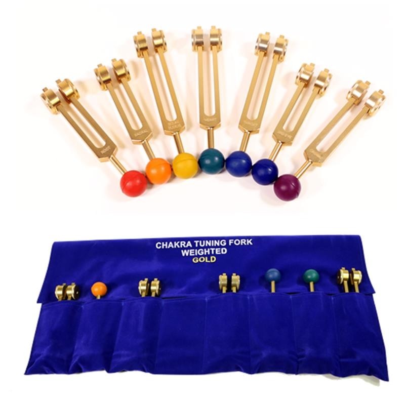 Conjunto de Diapasões dos Chakras (Chakras Tuning Forks) - Dourado