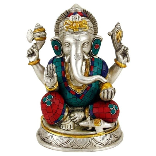 Estátua de Ganesha com mosaico colorida - 20 cm