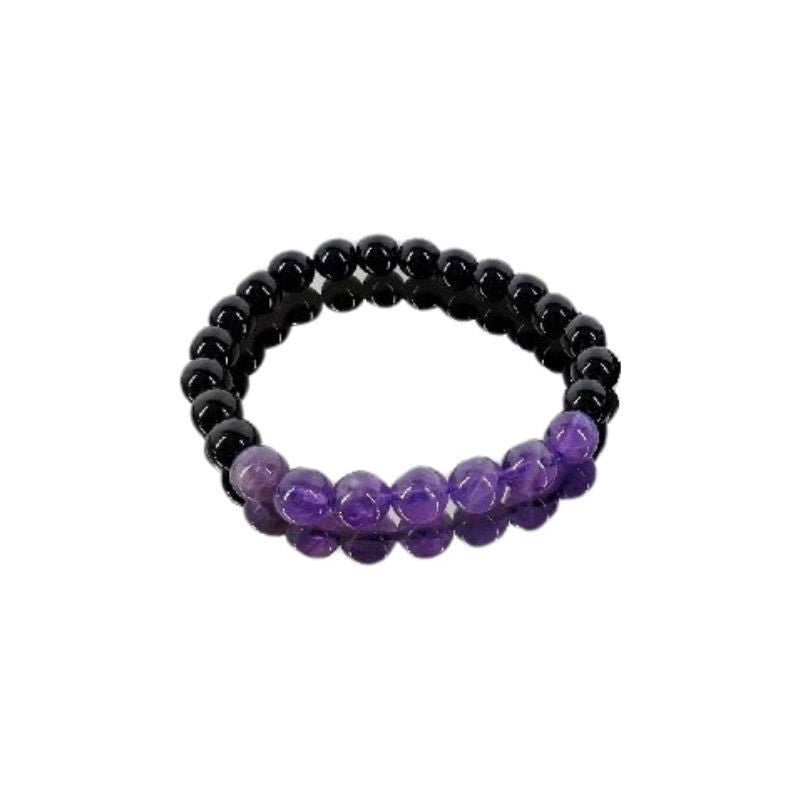 Pulseira de Obsidiana Negra com Ametista